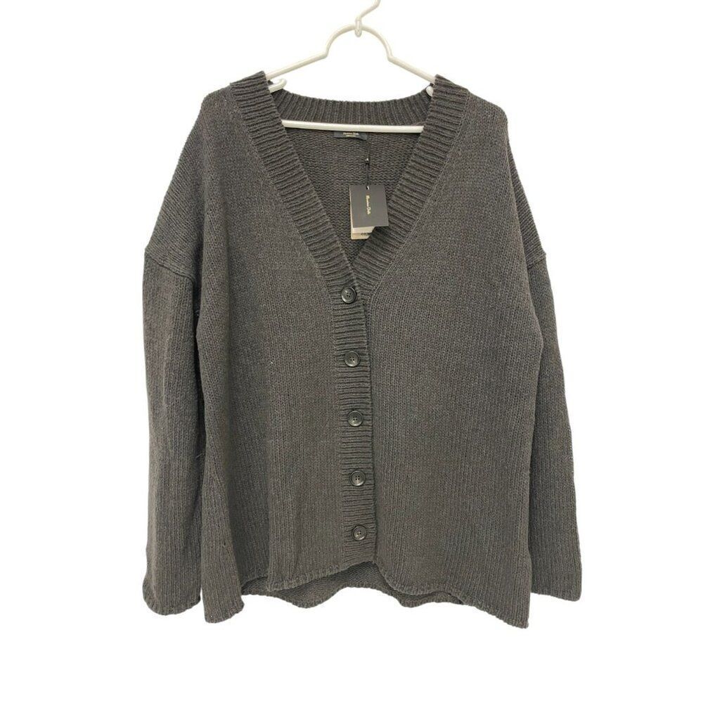 Massimo Dutti Women Sweater XL Cardigan Dark Green Knit Long Sleeve 5709/628 NWT